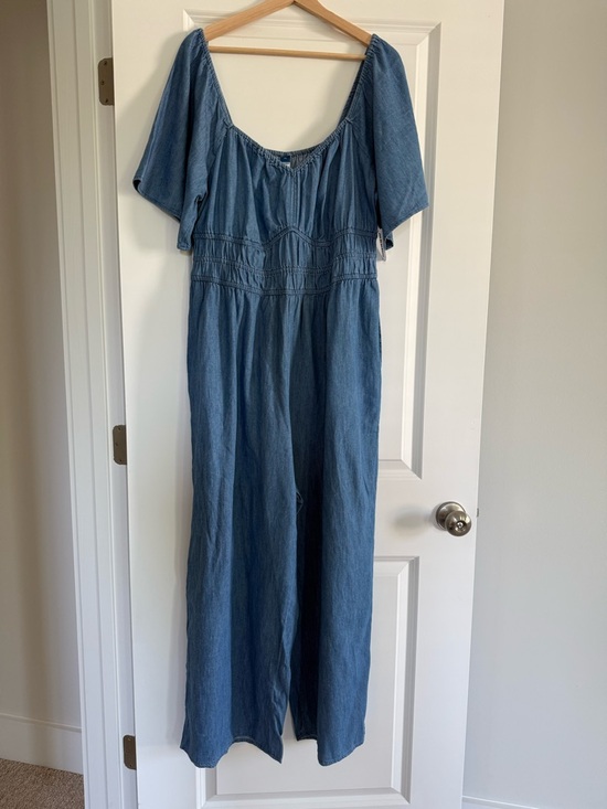 Old Navy Pants - Old Navy Light Blue Denim Jumpsuit with Wide Legs